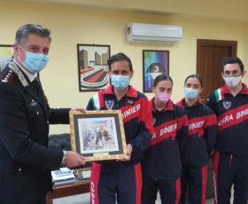Gli atleti del centro sportivo carabinieri ricevuti dal comandante Bramati